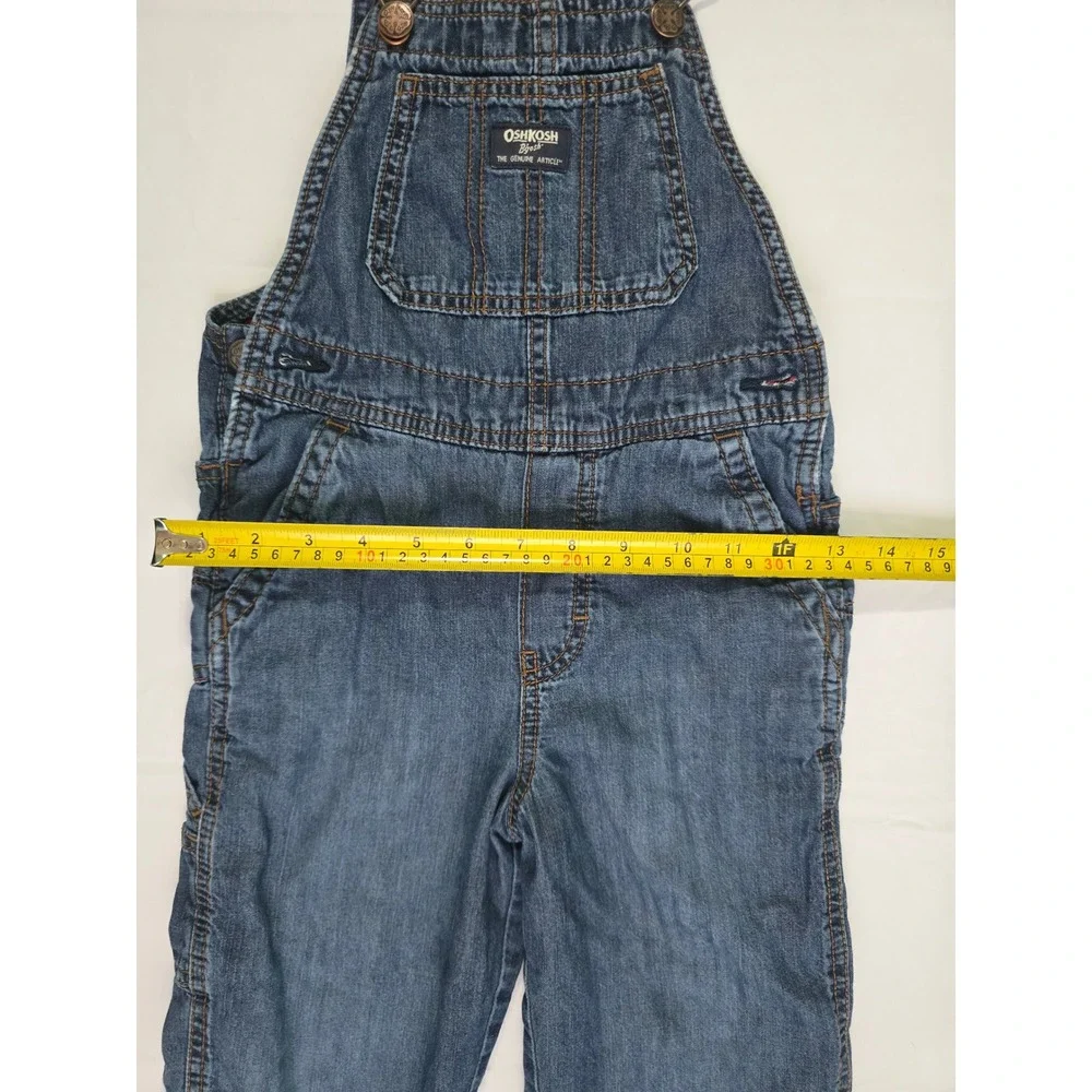 OshKosh Bgosh Boys 5T Flannel Lined Denim Overall BuffaloPlaid Blue Red 21602610
